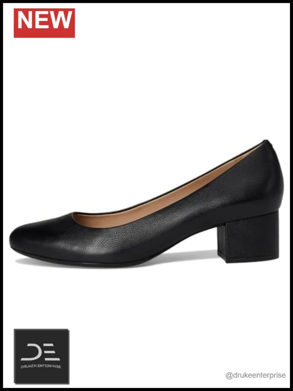 Women's Leather Block Heel Square Toe Pumps Formal